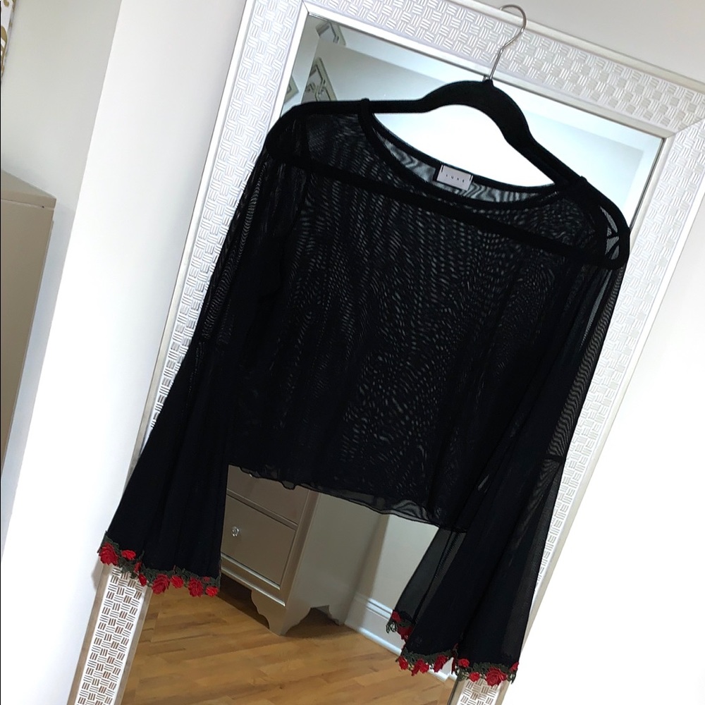 Mesh Bell Sleeve Top